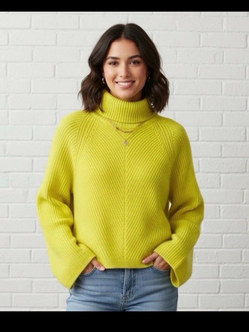 Maeve by Anthropologie Cropped Ribbed Knit TurtleNeck Boxy Sweater